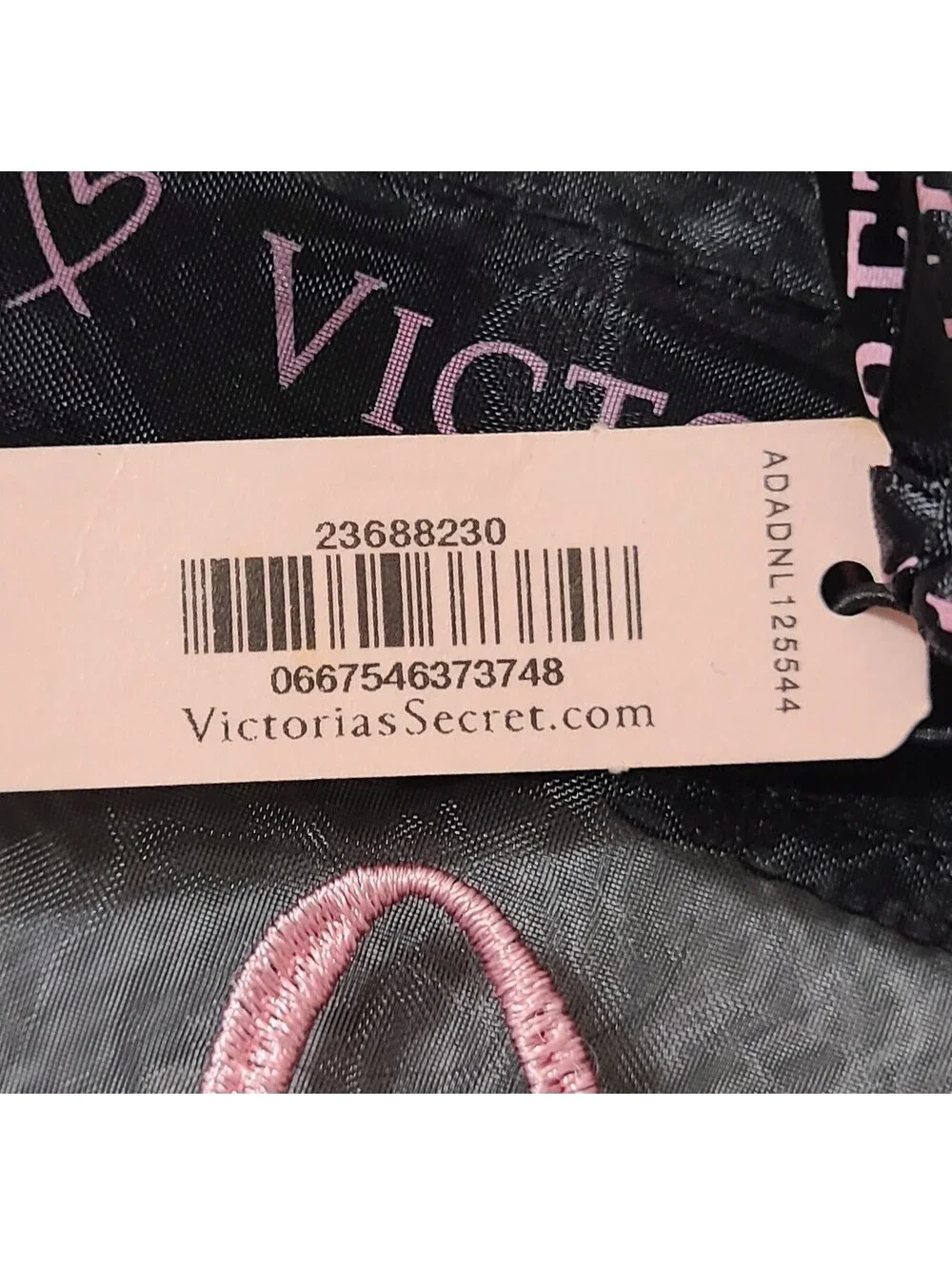 2pc Victoria Secret Drawstring Bags  Womens Size Medium Black Pink Hearts Sheer